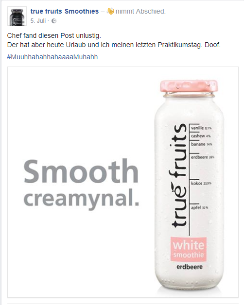 weiterer Facebook Post von true fruits