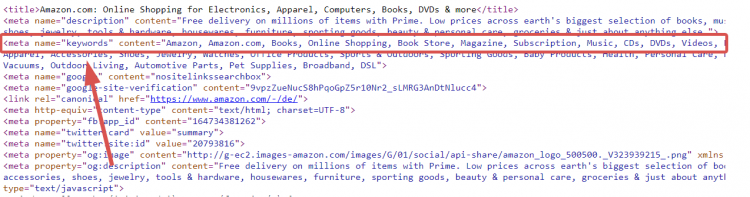 Meta Keywords Amazon