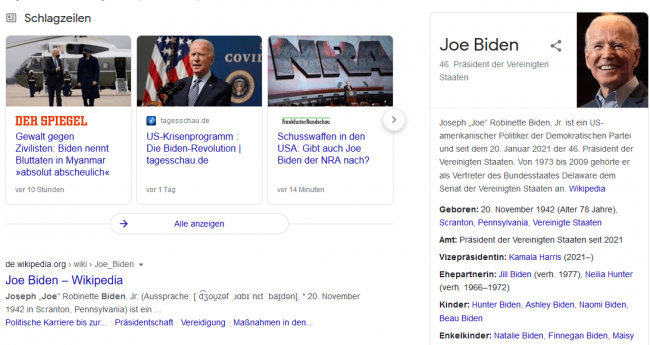 Google Knowledge Graph SERP