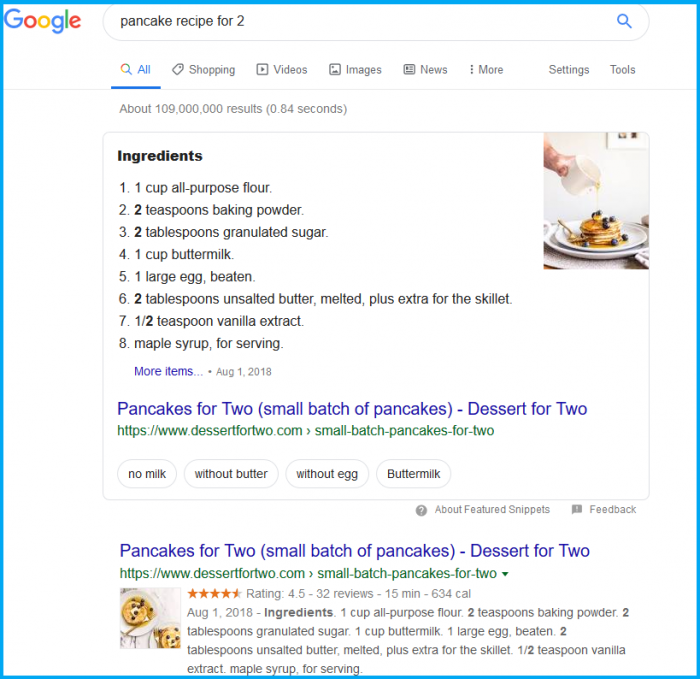 Structured data Recipe