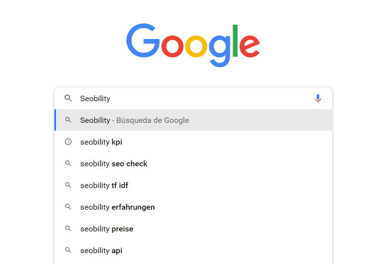 Captura de pantalla del Autocompletar de Google