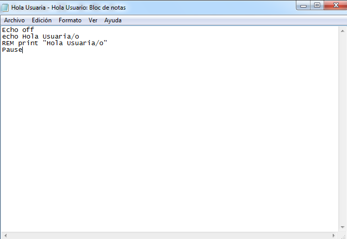 Creando un archivo batch