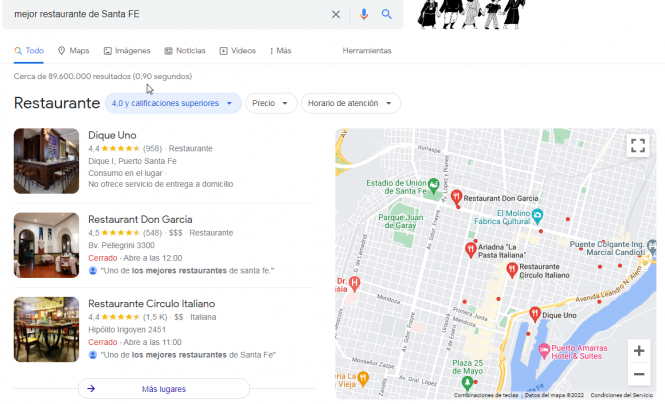 Resultados de búsqueda de Google my business