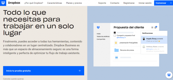 Llamada a la acción por Dropbox