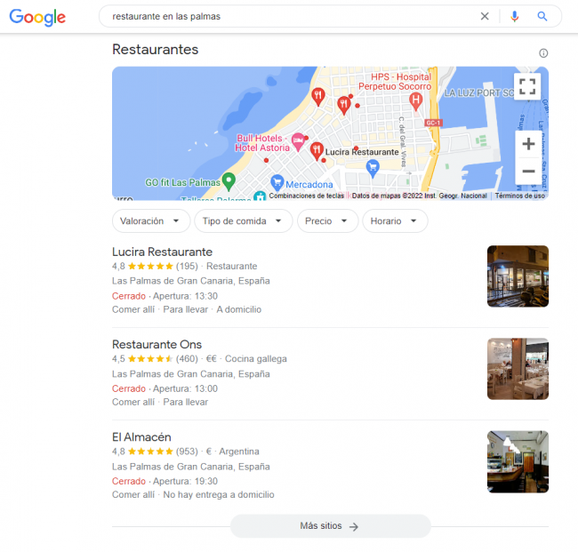 Resultados de SEO Local en Google