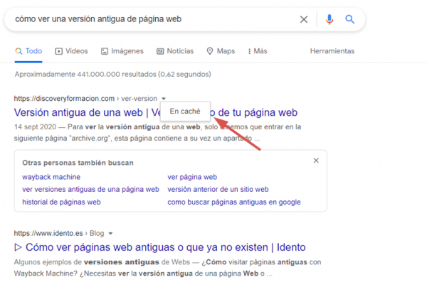 Accediendo a la memoria temporal de Google con Google Search