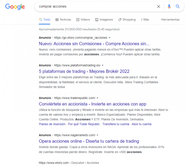 Ejemplo de publicidad con palabras clave