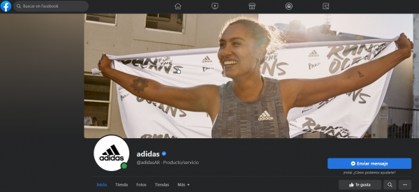 Sitio de Adidas en Facebook
