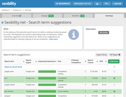 Individual keyword suggestions for rank tracking