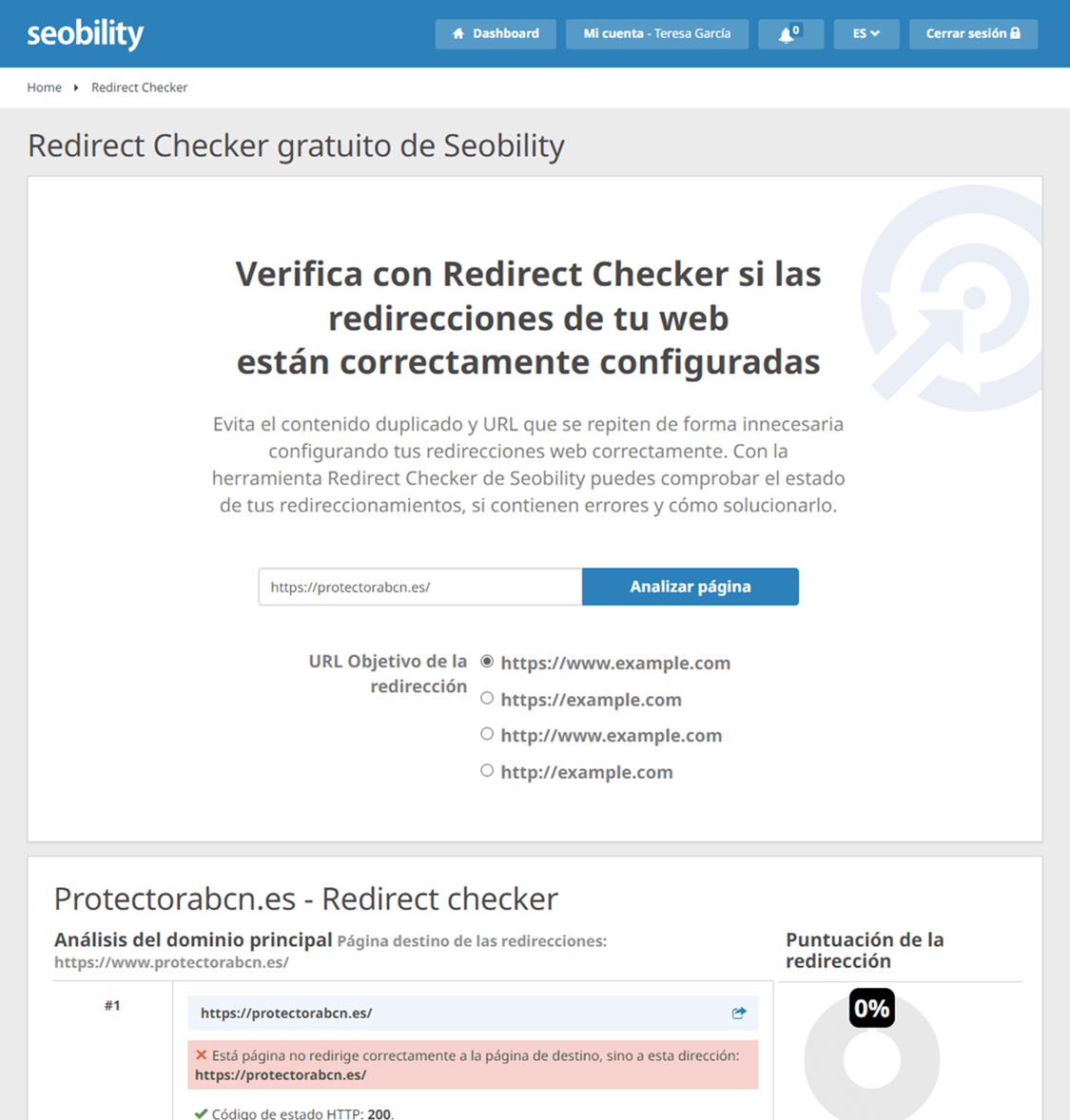 Redirect Checker de Seobility