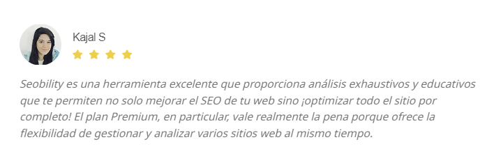 Kajal S - Seobility es una herramienta excelente que ofrece un análisis comprensivo y educativo.