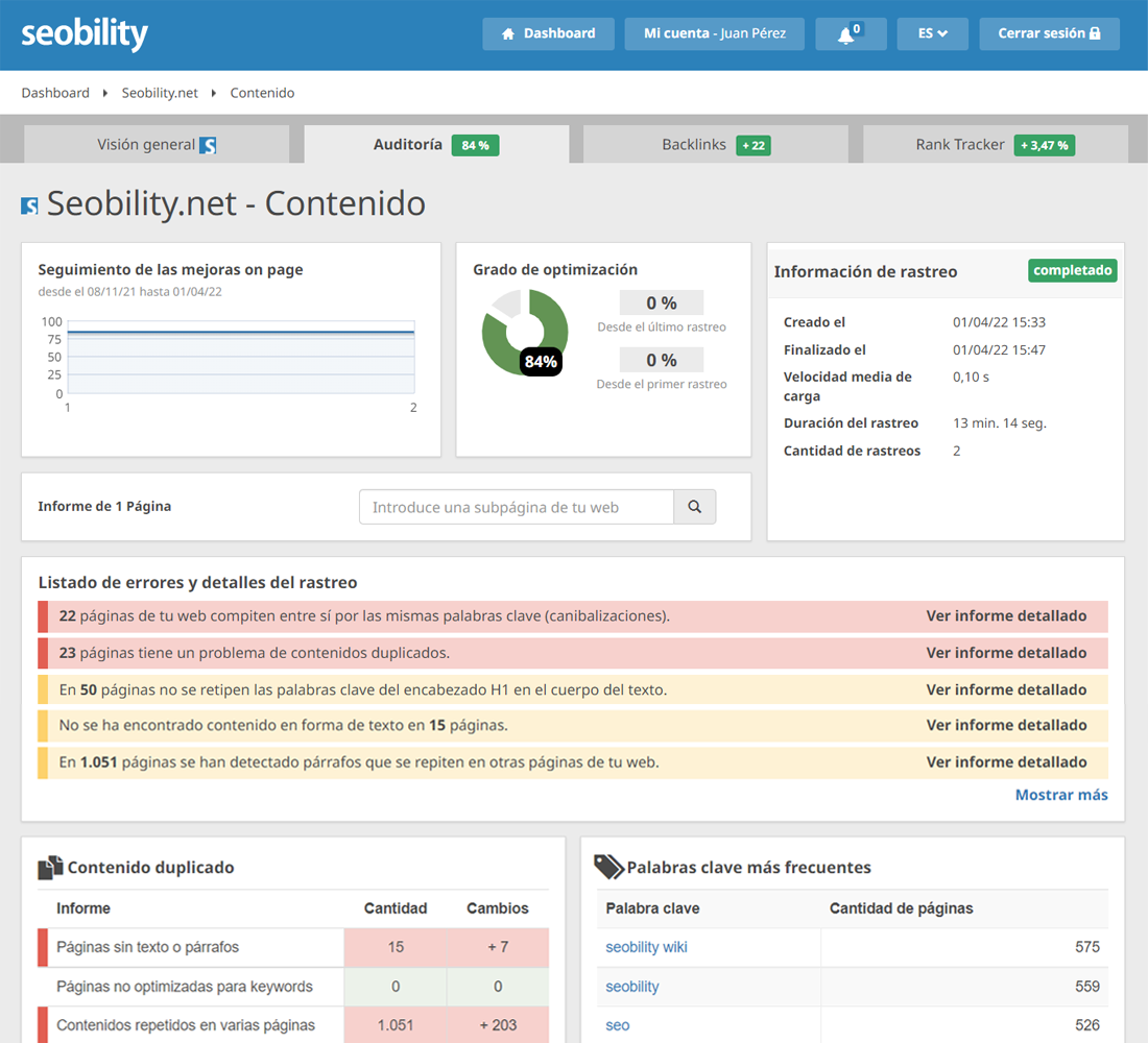 Auditoría del contenido de una web