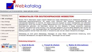 Der Webkatalog, eines der damals marktführenden Webverzeichnisse