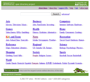 dmoz.org, an open-content directory owned bei AOL at that time