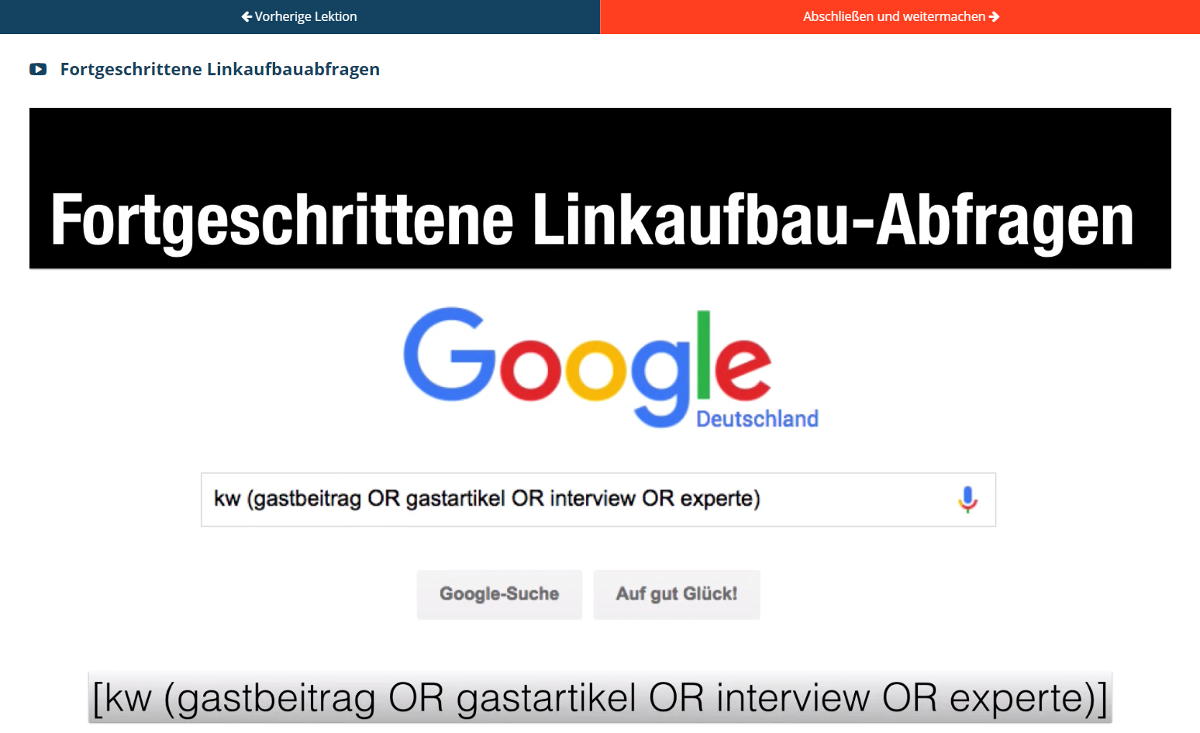 Linkaufbau-Onlinekurs