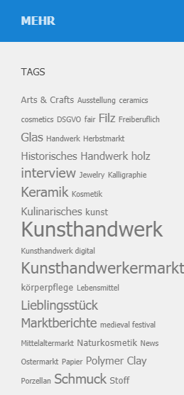 Tag-Cloud Kunsthandwerk-Online