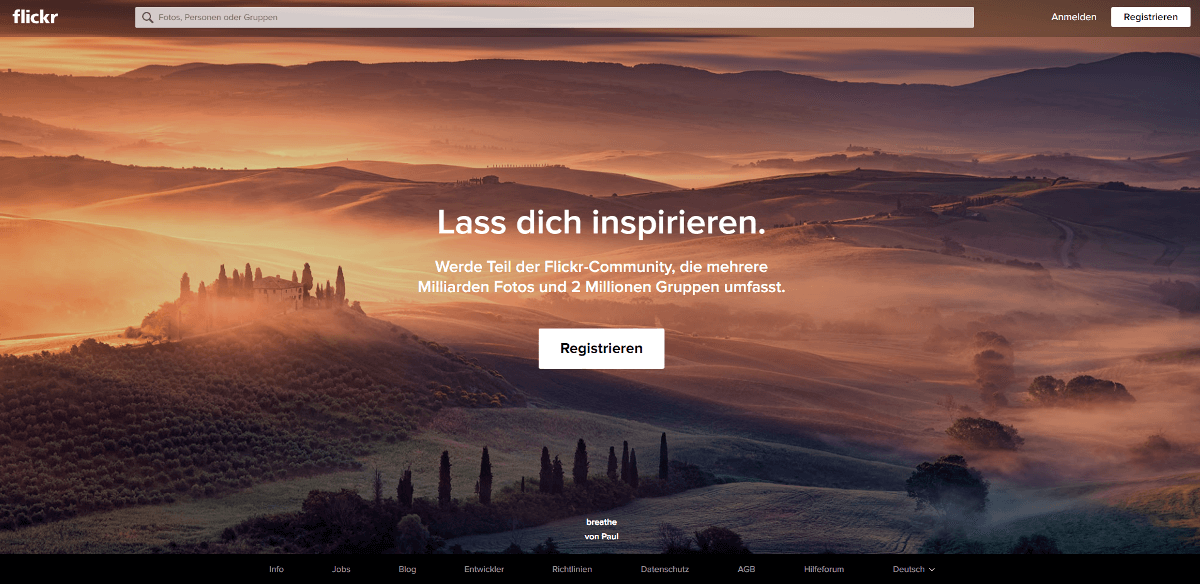 Landingpage Flickr