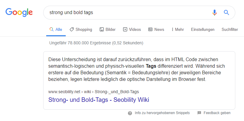 Featured Snippet Beispiel