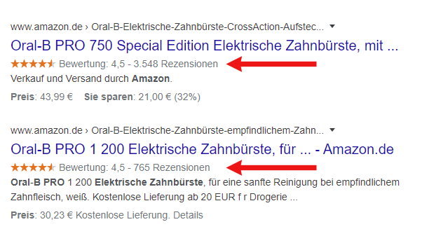 Bewertungen in den SERPs