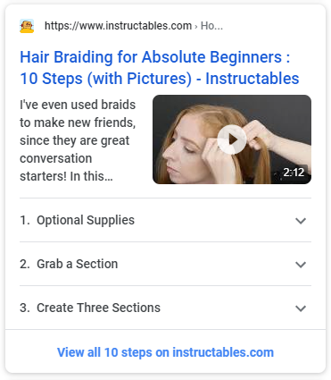 HowTo rich snippet - hair braiding