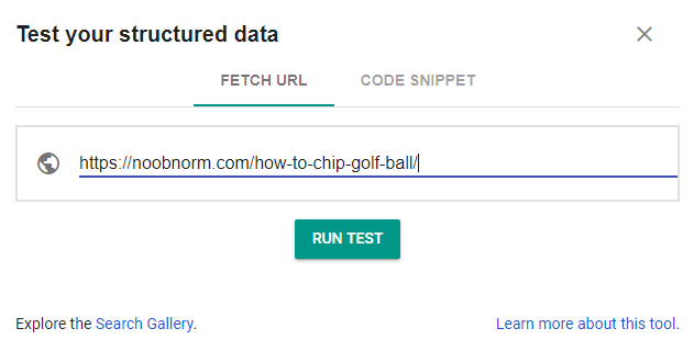 structured data testing tool - enter URL