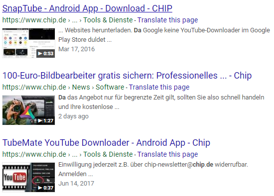 Videos in den SERPs