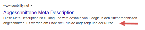 abgeschnittene Meta Description