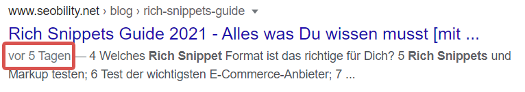 Datum in der Meta Description