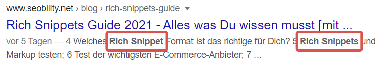 Keywords in der Meta Description