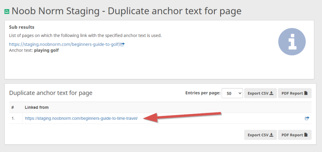 duplicate anchor text details