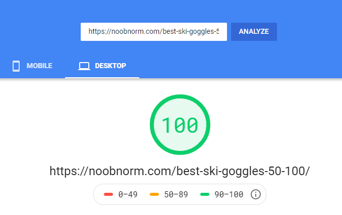 pagespeed insights - desktop