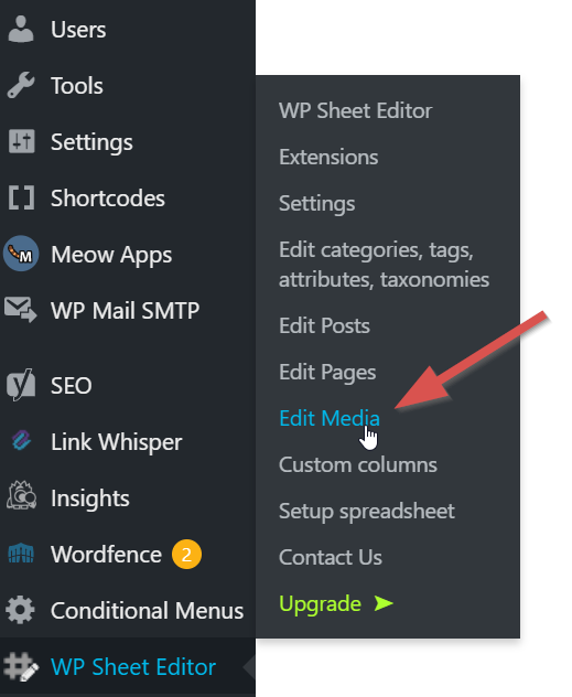 wp sheet editor, media