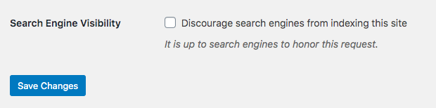 discourage search engines checkbox