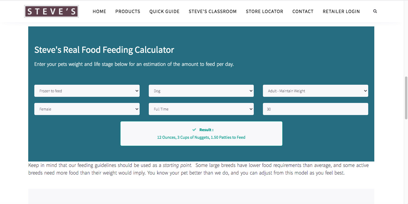 dog food calculator