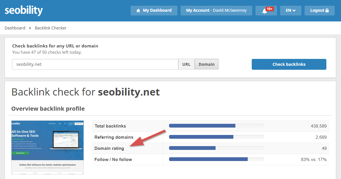 seobility domain rating