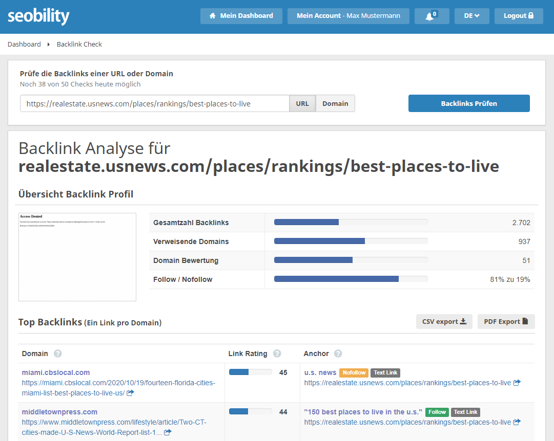 usnews backlinks