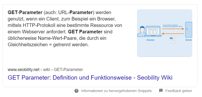 Featured Snippet für die Suchanfrage get parameter