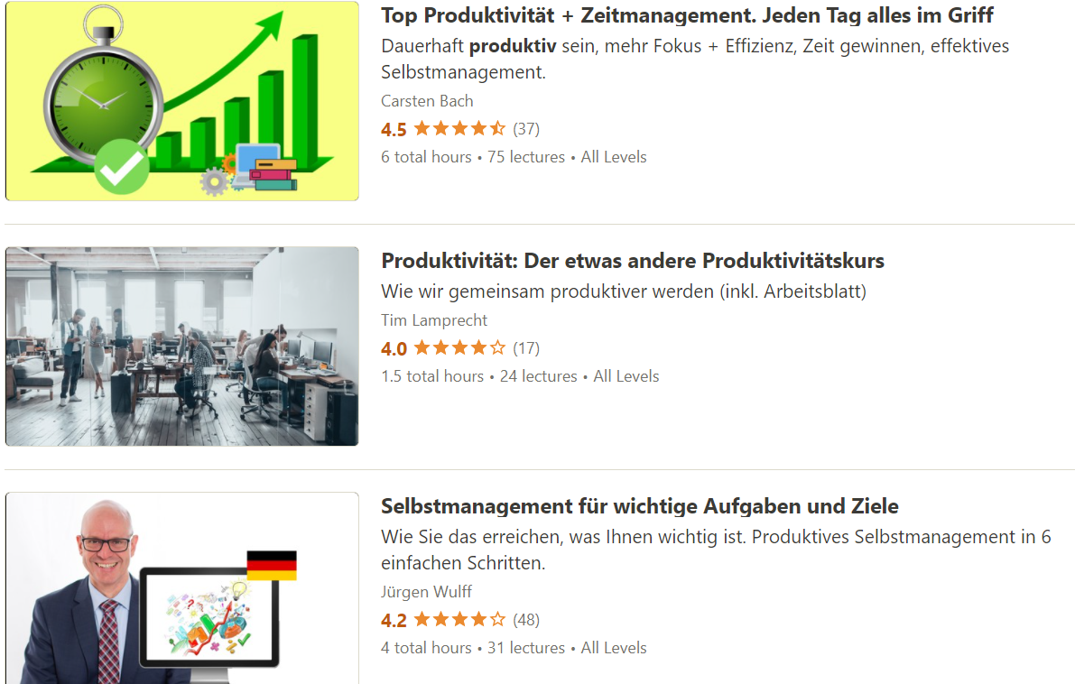 Online Kurse zu Produktivität