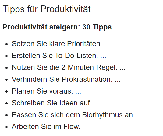 Tipps für Produktivität