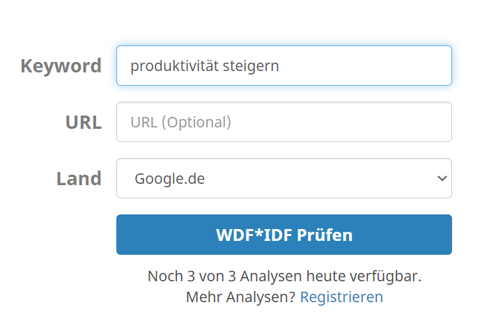 WDF*IDF Tool von Seobility