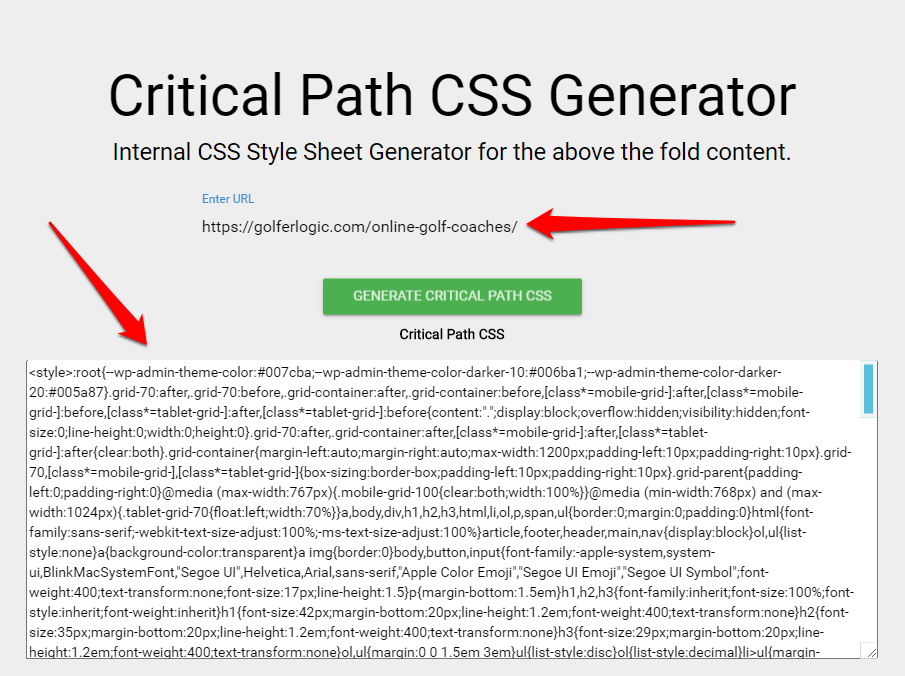 Critical Path CSS Generator