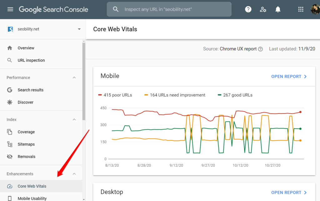 Core Web Vitals Analyse in der Google Search Console