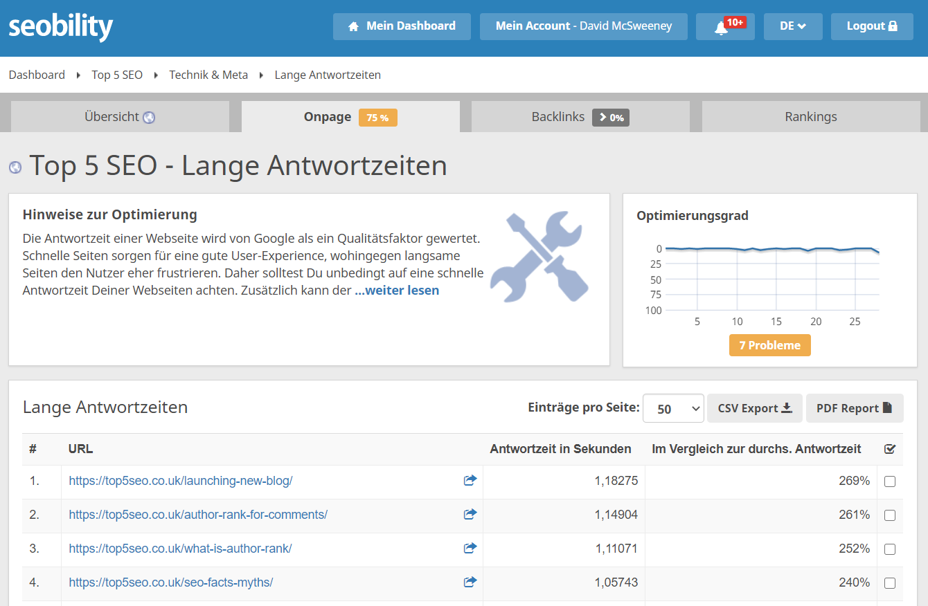 Lange Antwortzeiten