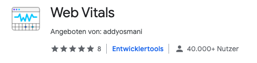 Web Vitals Chrome Erweiterung