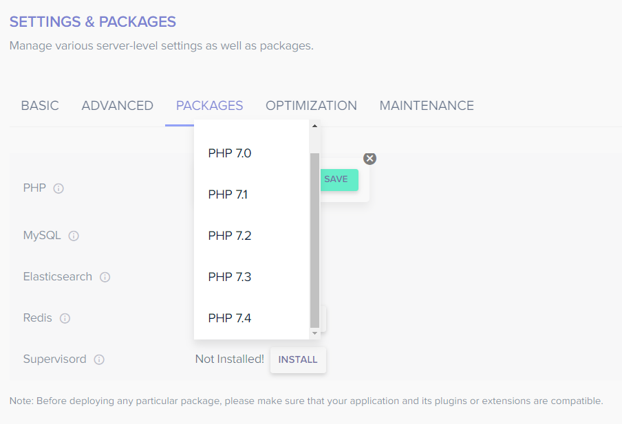 php version selector