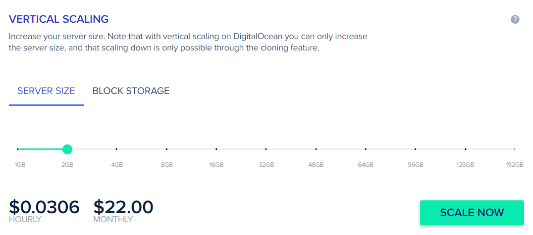 scale digital ocean server