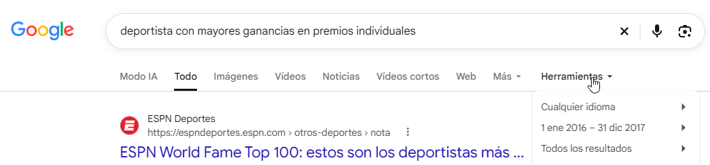 Filtro de fecha de Google para encontrar artículos antiguos