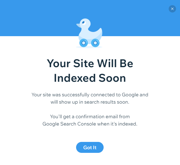 Wix Website wird bald indexiert