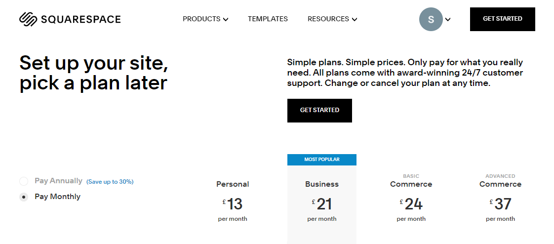 squarespace plans