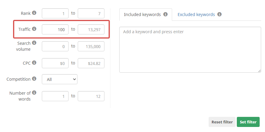 how to isolate keywords with the highest traffic